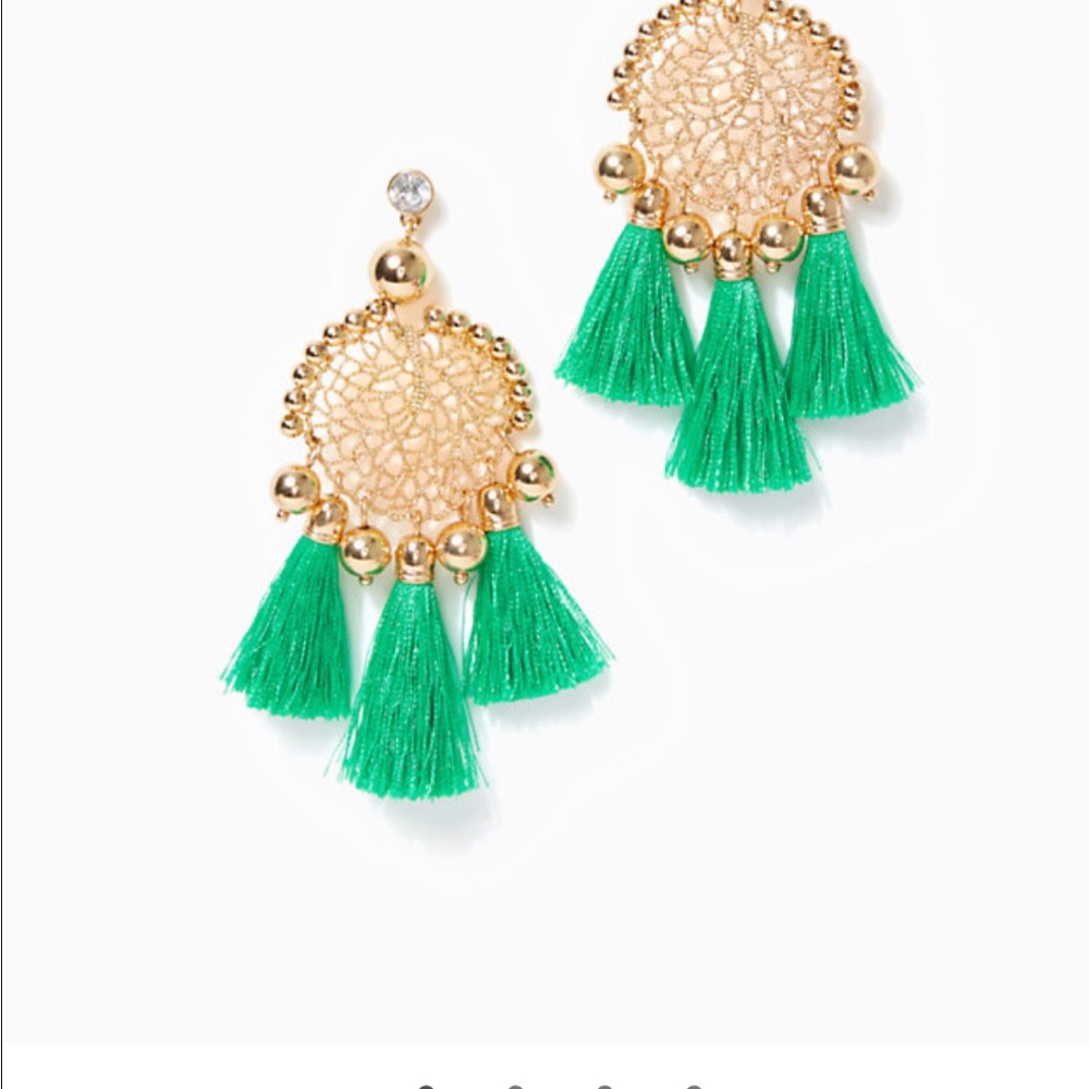 NWT Lilly Pulitzer Sea Dreamer Earrings Botanical Green Statement earrings